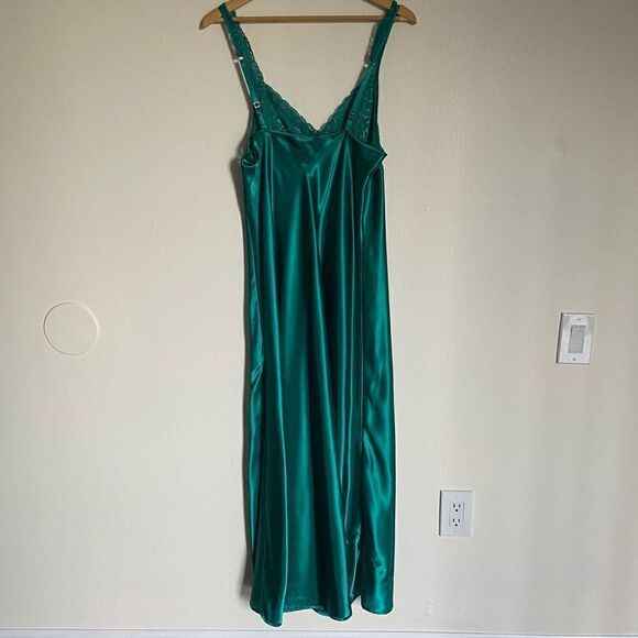 Vintage Morgan Taylor Emerald Green Lace Nightgown Negligee Maxi Dress Size L - Picture 6 of 14